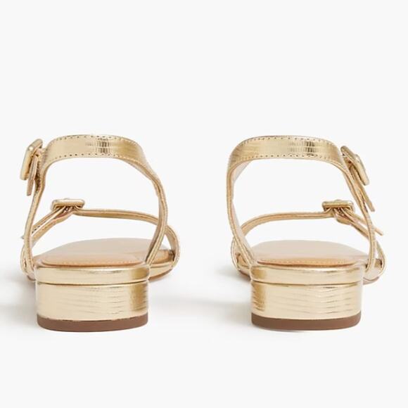 J. Crew Gold Lizard Textured ankle-strap flat sandals - Picture 4 of 11